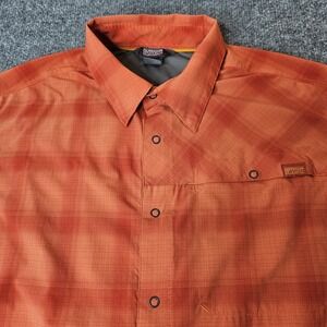 Outdoor‎ Research Men's Astrovan Shortsleeve Shirt Snap Orange Plaid Size Medium